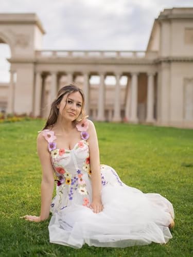Women's 3D Flower Embroidery Applique Prom Dress Spaghetti Straps Tulle Drawstring Puffy Formal Wedding Guest Gowns2