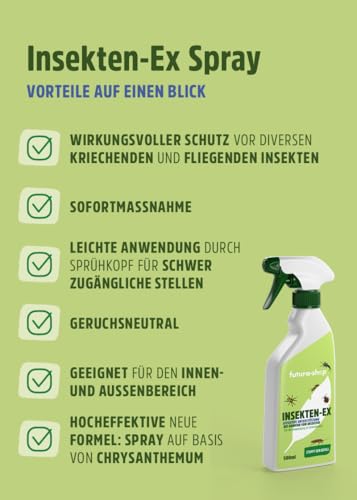 Insektenspray 500ml | Anti Ungezieferspray gegen Insekten & Fliegen in der Wohnung | Effektives Fliegenspray & Ungeziefer Spray mit Langzeitwirkung | Universal Insektenabwehr für Balkon & Innenräume