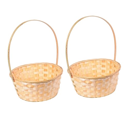 Cabilock 2Pcs Woven Flower Baskets with Handles Multi Purpose Portable Baskets for Dried Flowers and Home Elegant Design for Parties and Daily Use