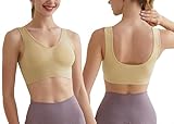 Memoryee Sports Bras Women 3 Pack Set Plus Size for Large Breasts Non Wired Inserts Washable Padded Push Up Multipack Vest Crop Top for Yoga Running Jogging Gym Multi1 M - Image 2