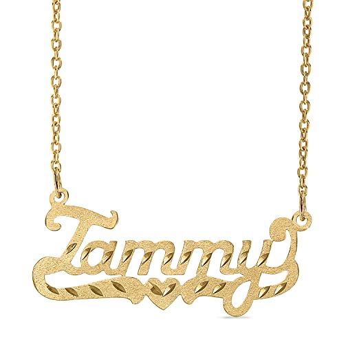 Elegant Designs 14K Gold Sterling Silver Personalized Script Nameplate Necklace - Single Nameplate Necklace - Customizable Handcrafted Jewelry for Women, Customized Name Word Necklace
