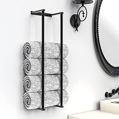 Porte-serviettes argenté mural pour grands draps de bain