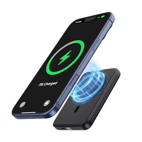 A ADDTOP Magnetische Power Bank 10000mAh - PD 20W Schnelllade Powerbank with USB-C In&Out, Slim Wireless Ladegerät Externe Handyakkus with LED Display für iPhone 17/16/15/14/13/12/Pro Max