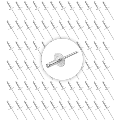 YKUKIZEE 100 Pcs Large Flange Blind Rivets 4.8 X 16 mm, Large Head Dome Rivets, Pop Rivet Aluminium Mandrel for Metal Tinplate Fastening Joining Plate Pipe Tube