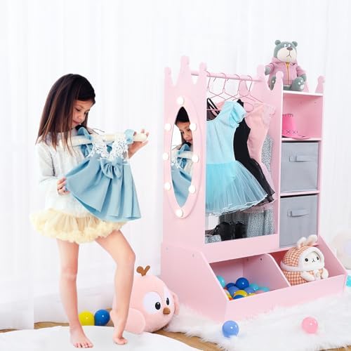 GarveeHome Girls' Dress Up Storage with Light & Mirror
