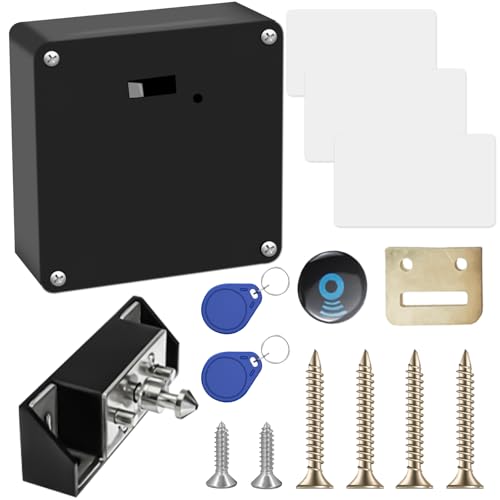 Serratura intelligente per cassetti: serratura elettronica con 2 portachiavi e 3 schede RFID, serratura per armadio nascosta con scheda sensore per armadio, cassetti, armadietti e fabbriche