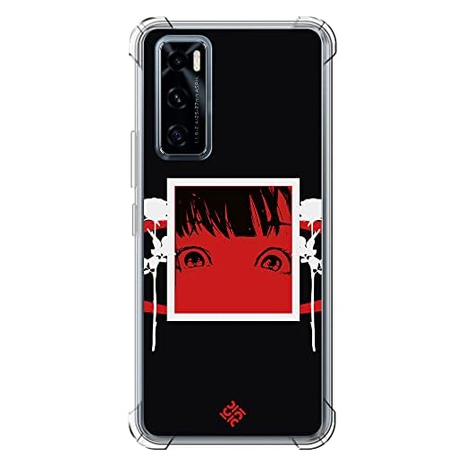 Movilshop Funda Antigolpes para Vivo Y70 Dibujos Frikis [ Mirada Anime, Manga Rojo Intenso ] Esquina Reforzada Silicona 1.5mm de Grosor Flexible Transparente Bumper Gel TPU