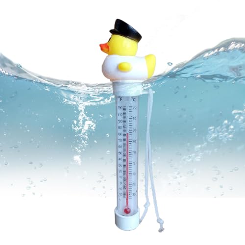 ETUCYNG Termógrafo de dibujos animados para piscina, Termógrafo de temperatura para bañera, Termógrafo de baño flotante en forma de pato de dibujos animados, Termógrafo adjunto a cuerda,