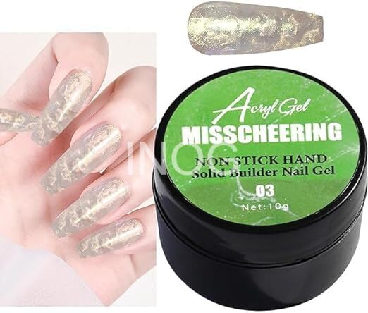 INOG Solid Builder Gel for Nails, Aurora Shimmer Hard Gel for Extension, Non-Sticky Hand 3D Carving Sculpture Gel With Silicone Pen Decoration Mold for DIY Art Home Salon (Aurora Green)-image-24