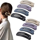 Cptots 8 Pcs Large Lay Flat Claw Clips for Women French Side Slide Barrettes for Thin Fine Hair Rectangle Alligator Hair Accessories,Matte Khaki Purple Blue Black