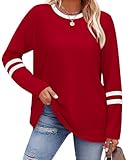 Sampeel Plus Size Tops for Women Long Sleeve Shirts for Women Early Fall Fashion 2025 Casual Tops Women's Clothing Fall Clothes Essentials Outfits Teachers Winter Clothing Must Haves Red XL