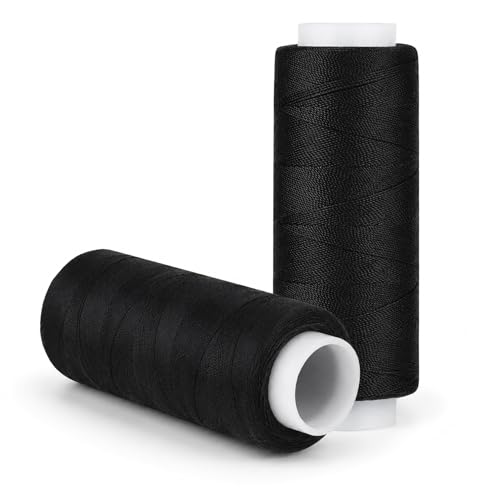 2 Pcs Black Polyester Sewing Thread - 110 Yards Each Universal for Machine and Hand Sewing Ideal for All Materials and Fabrics