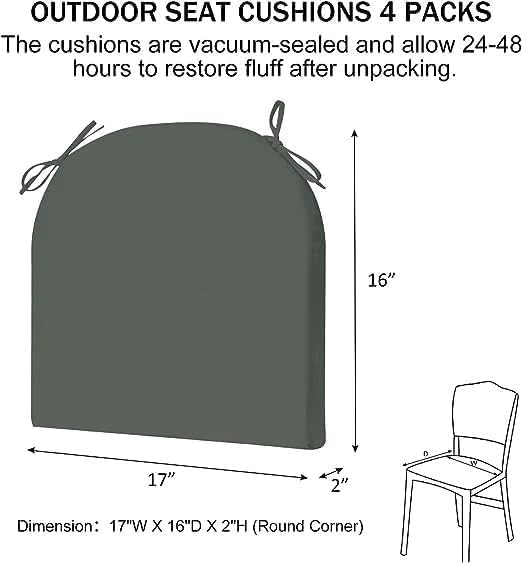 Image of D-8 Solid Seat Cushion for Chair, Waterproof, Indoor and Outdoor, Comfortable Foam Cushions (Round Corner, Grey) (Set-4) (Cushion Thinkness 5 cm)