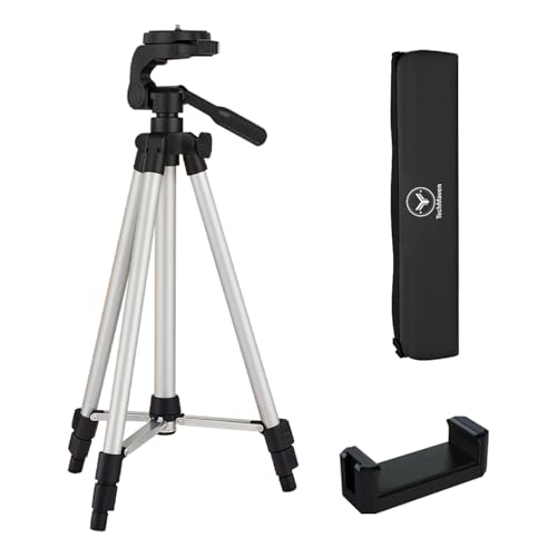 Image of Aluminium Tripod Stand 48cm-145cm | Lightweight with 360 Rotation | Phone Tripod for Mobile, DSLR, GoPro & Ring Light | Adjustable Travel Tripod with Carry Bag & Mobile Holder