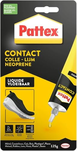 Pattex Colle contact type néoprène- Formule Liquide tous matériaux- tube 125 gr (Lot de 5)