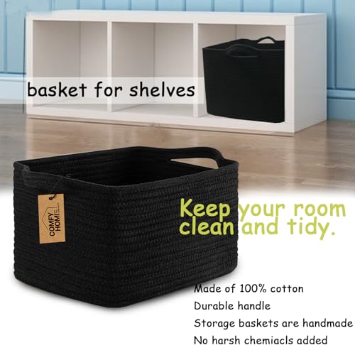 Image of COMFY-HOMI 3PACK Cotton Rope Square Basket with Handles for Shelves| Storage|Baby Basket for GIF|Shoe Basket for Organizing|New13.5 inch x 11 inch x 9.5 inch for Living Room