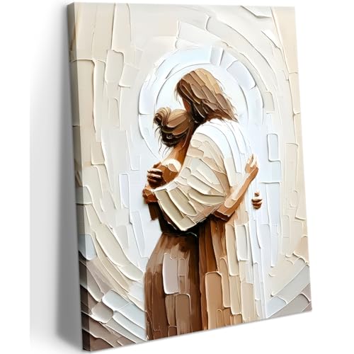 Jesus Hugging Woman Canvas Wall Art God & Girl Wall