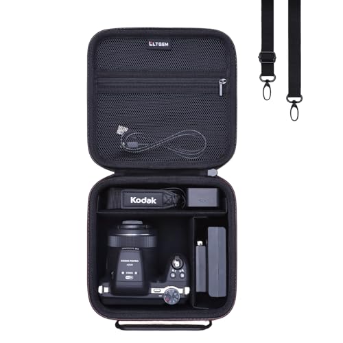 L LTGEM Camera Case Compatible with KODAK PIXPRO AZ405 / AZ528 / AZ425 / AZ255 Digital Camera and Accessories, with 2 Dividers and Shoulder Strap, Black