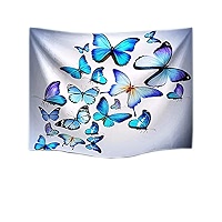 A.Monamour Tapisserie Murale Papillon Sur Fleurs Jaunes - Tenture Murale Tissu 153x203cm Pour Salon Ou Chambre
