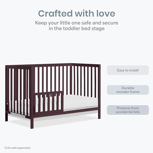 Image of Dream On Me Toddler Guard Rail for Convertible Crib, Solid Wood Bed Rail for Toddler Bed Conversion, Auburn