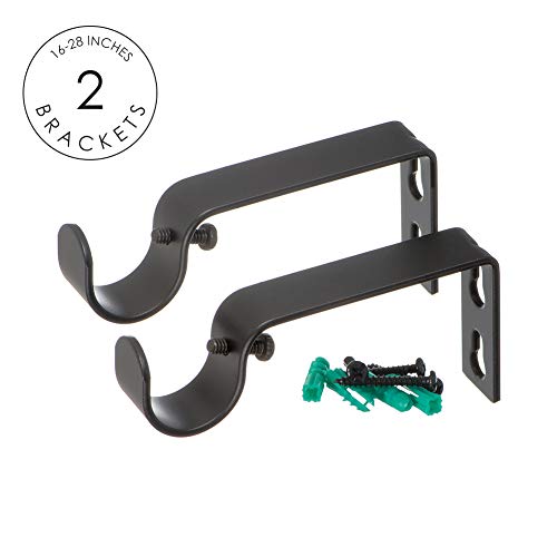 Ivilon Drapery Treatment Window Curtain Rod - Faceted Hexagonal 1 Inch Pole. 16 To 28 Inch (Side Curtain Rod) Antique Black #TOP2