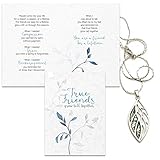 Smiling Wisdom - Abalone Paua Shell Platinum Plated Leaf Friendship Necklace Gift Set - Reason Season Lifetime Friendship Greeting Card For Her, Awesome Best Friend - Blue Green Natural Shell