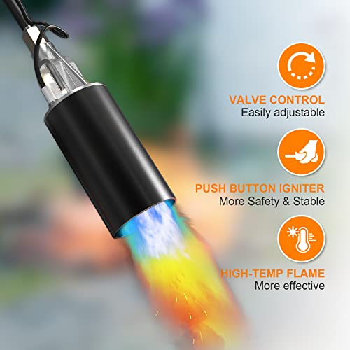 Propane-Torch-Weed-Burner-Torch-KOAKOMI-Heavy-Duty-Weed-Torch-High-Output-500000-BTU-TorchFlamethrower-with-Push-Button-Igniter-and-Long-Hose-for-Roof-AsphaltIce-SnowRoad-MarkingCharcoal