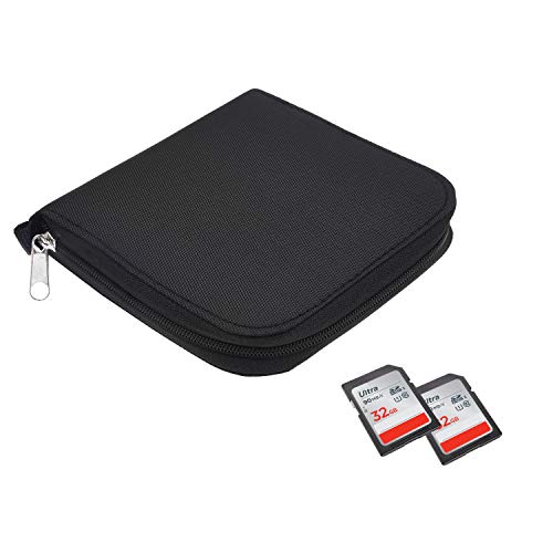 Memory Card Case - Fits Up To 88X Sd, Sdhc, Micro Sd, Mini Sd And 4X Cf - Holder With 88 Slots (8 Pages) - For Storage And Travel - Microfiber Cleaning Cloth, Carabiner And Labels Included (Black) #TOP2