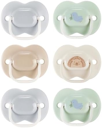 Tommee Tippee Anytime Matte Newborn Pacifiers, 0-6 Months, Symmetrical Baglet, BPA-Free Binkies, Blue and Green, Pack of 6