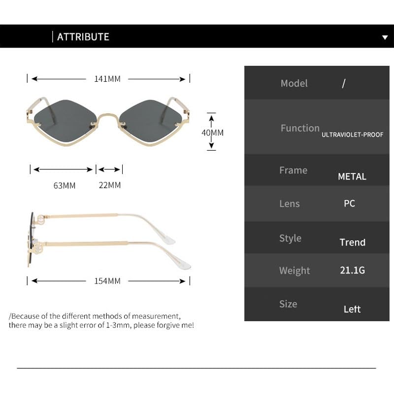 Back-to-school Retro Sunglasses For Men And Women | Small Diamond-shaped Glasses | UV 400-resistant Metal Half-frame2