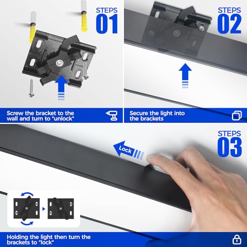 Barrina 5568 Remote Series LED Linear Light Fixture, 2nd-Generation, 4FT 45W Seamless Connection, 3000K-6000K Color Changing, Dimmable Office Shop Light with Remote, 5568 Series Black, 4 Packs by Barrina - Image 9