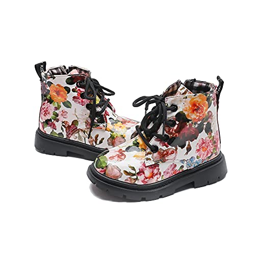 Komfyea Cute Girls Boots Print Lace Up Boot 666 (29, White) #TOP2