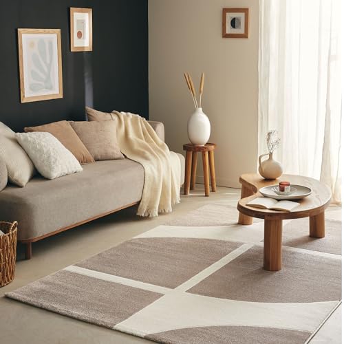 Nazar Tapis Salon, Tapis Multicolore, Tapis Rectangulaire, Tapis Motif Géométrique, Tapis Doux Chambre, Tapis Crème, Grand Tapis, Chambre et Couloir (561...