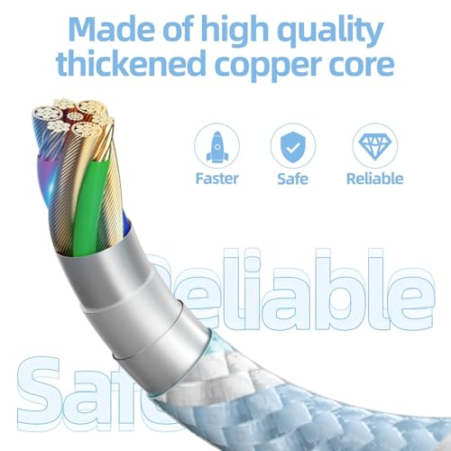 USB C to Lightning Cable 3 Pack 6FT Apple MFi Certified iPhone Fast Charger Fast Charging Type c to Lightning Cable for iPhone 14 13 12 11 Pro Max Xr Xs 8 and More - Image 4