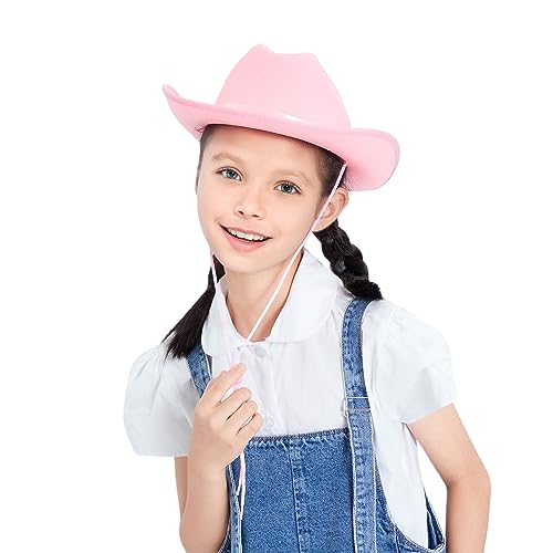 Kids Girls Boys Cowboy Hats Wide Brim Western Cowgirl Hat with Adjustable Strap Fedora Hat Outfits Accessory2