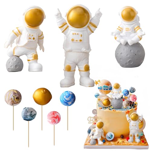 SZSMW Paquete de 3,Adornos CumpleañOs - DecoracióN Tarta CumpleañOs - Adecuado Para Decoraciones de Fiestas de Astronautas,Fiestas TemáTicas Espaciales