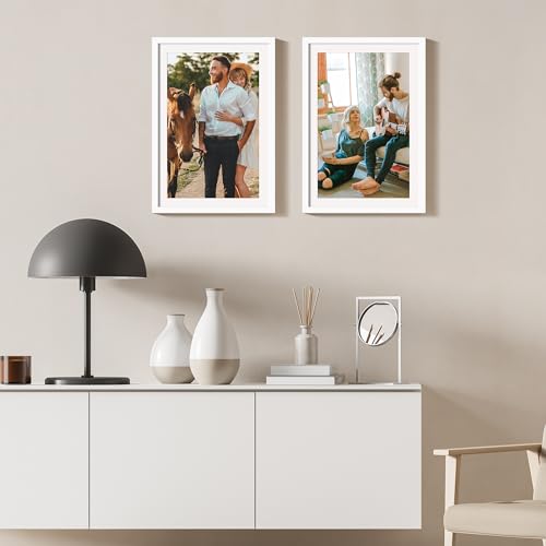Image of upsimples 13x19 Picture Frame, Display Pictures 11x17 with Mat or 13 x 19 Without, Wall Hanging Poster Frames, White, 1 Pack