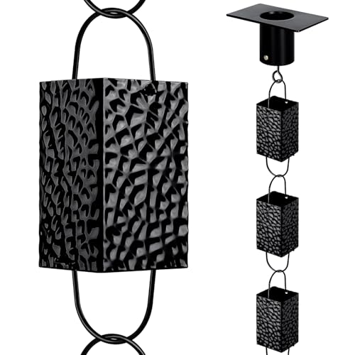 Adorafur Rain Chains for Gutters Outside Black with Adapter 8.5FT 16 Cups
