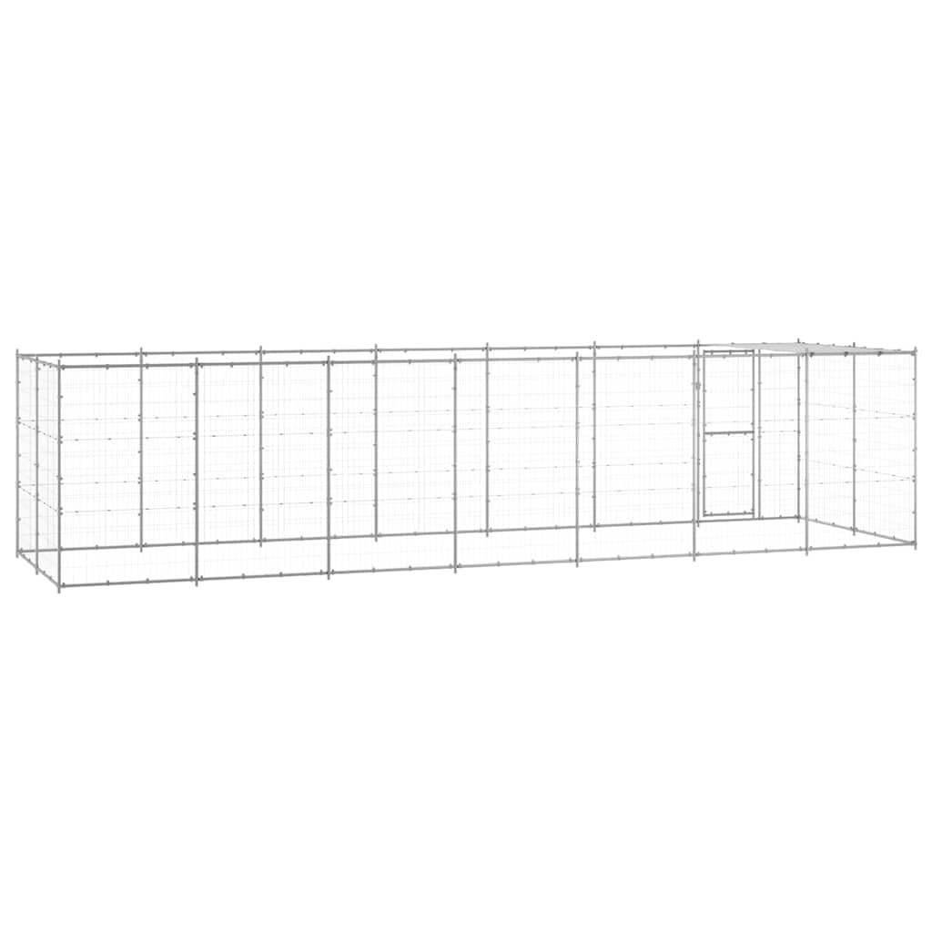Capota para perros con toldo de acero galvanizado de 16,94 m2 para perros con rejilla, recinto para cachorros, parque y jardín, protección segura para entrenamiento