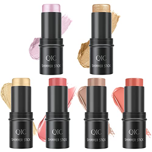 6 Colors Contour Stick Highlighter Stick And Cream Blush Stick Kit, Face Brightens And Bronzer Shades Pencil, Facial Contour Shaping Makeup Sticks For Cheeks ＆ Lips Eyes #TOP20