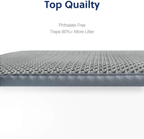 Image of Cat Litter Mat 12 in x 12 in Double Layer Open Edge Design, Waterproof Urine Proof Trapping, EVA Material, Durable, Washable, for Litter Box and Tray (Grey)