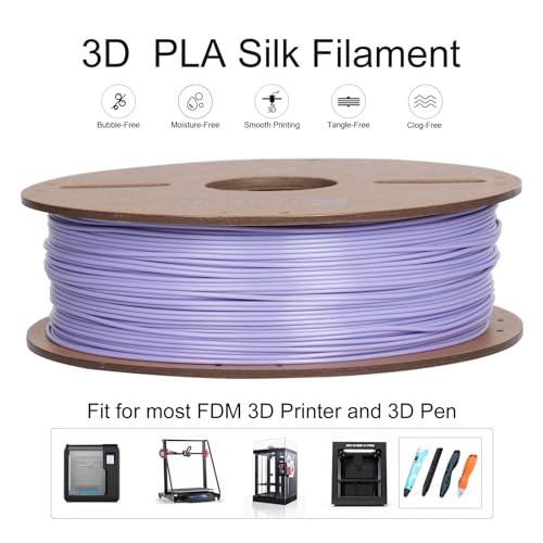Image of Kretrum PLA Filament 1.75 mm 3D Printer Filaments Cardboard Spool Refills 1 kg Widely Compatible for Most FDM 3D Printers Fits ELEGOO Anycubic FlashForge Creality Bambu Prusa ect. Light Purple