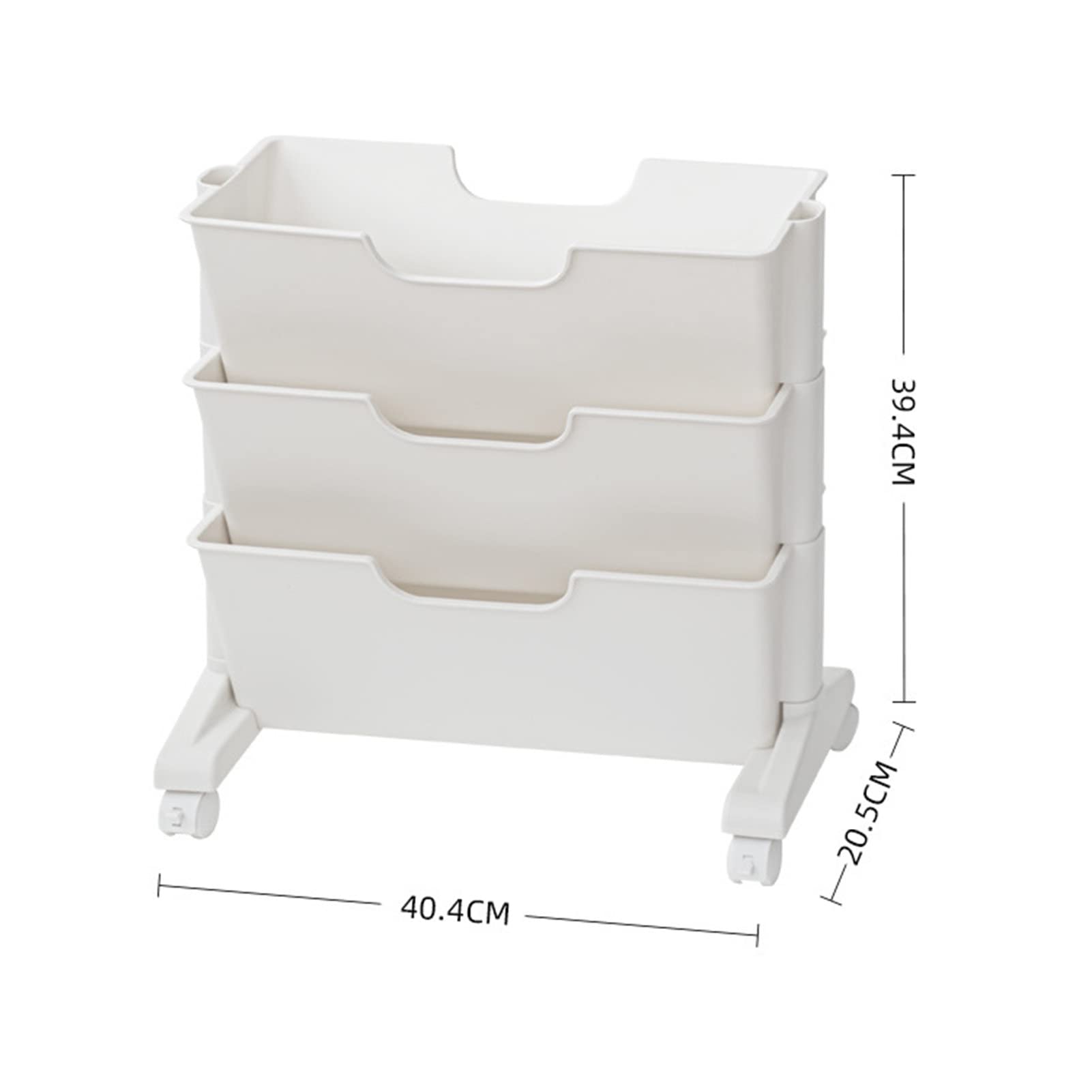 Alomejor Estantería móvil blanca de 3 capas de gran capacidad, rueda universal, material plástico para estudio, oficina, hogar, sala de estar, 36 libros, adecuado para libros de texto de secundaria