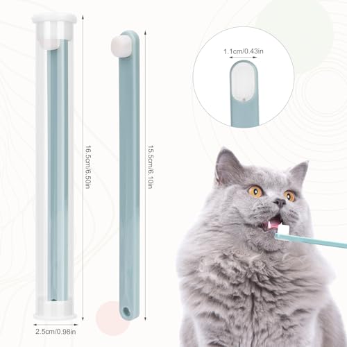 Image of NQEUEPN 4pcs Toothbrushes for Pets, Dual Sided Cats & Dogs Toothbrushes with 4 Toothbrush Protection Tube Soft Kitten Teeth Cleaning Brush, Reduces Bad Breath & Keeps Dental Healthy, Sky Blue, Green