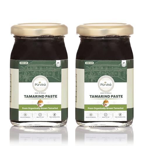 Image of Purvina Pre-Cooked Tamarind Paste - 200 gm (Pack of 2) | No Preservatives| Single Ingredient | Reusable Glass Bottles | Sustainable Packaging