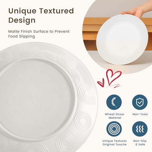 Image of Homienly Premium Wheat Straw Dinnerware Sets - 24 PCS Dinner Plates,Plates,Cereal Bowls,Drinking Cups,Lightweight & Unbreakable Dishes Sets for 6,Dishwasher & Microwave Safe for Home - White
