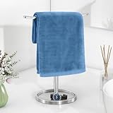 STWWO Hand Towel Holder, Stainless Steel Towel Holder Stand for Bathroom, Kitchen Countertop, T-Shaped Hand Towel Rack Stand, Brushed Nickel
