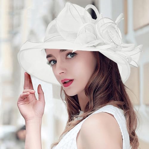 Sombrero cloche tipo derby para mujer en organza miniatura 3