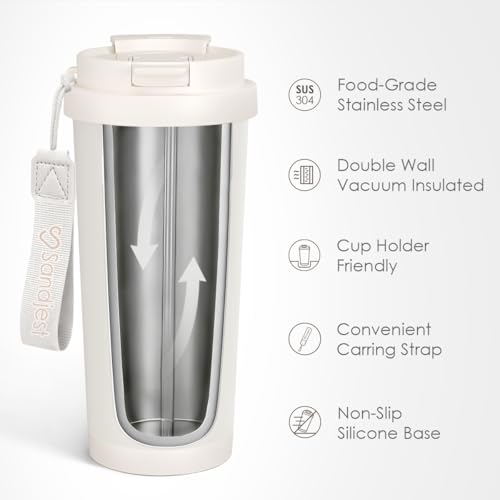 SANDJEST Teacher Tumbler - Stainless Steel 2-in-1 Lid Coffee Tumbler 18 oz, Insulated Travel Mug Appreciation Gift for Women, Teacher's Day, Birthday Christmas Graduation - image 2