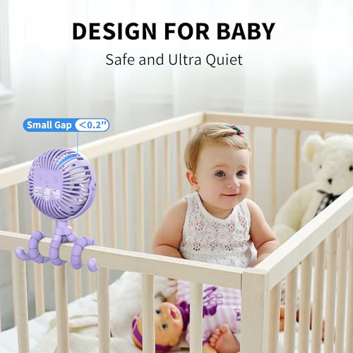 Image of AMACOOL Battery Operated Stroller Fan, Baby Travel Essentials for Beach Disney, Newborn Boy & Girl Showers Gifts Registry Search, Rechargeable Clip On Fan for Car Seat Wagon Crib Bike Treadmill
